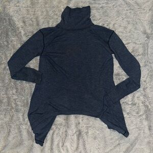 We The Free Heather Blue Knit Split Back Sweater